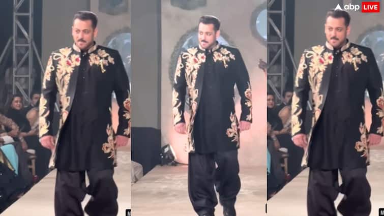 Watch: दोस्त के फैशन शो में सलमान खान ने स्वैग के साथ किया रैंप वॉक, ब्लैक शेरवानी में रॉयल लगे 'भाईजान'