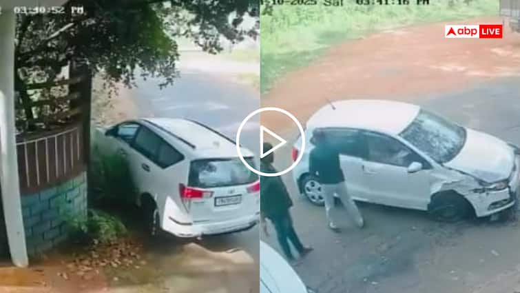 Video: ट्रक को ओवरटेक करना पड़ा भारी! सीधे इनोवा से जा भिड़ी कार, हादसा CCTV में कैद