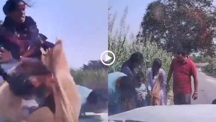 Video: गांव की संकरी सड़क पर दौड़ाई कार, टक्कर के बाद बोनट पर आकर गिरे बाइक सवार, वीडियो वायरल