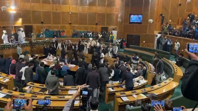 Video: जम्मू कश्मीर विधानसभा में जोरदार हंगामा, स्पीकर से नाराज हुए BJP विधायक, NC MLA से भिड़े